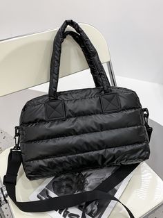 Black Fashionable   Nylon      Women Bags Winter Handbags, Athletic Aesthetic, Bags Style, Quilted Top, Girly Bags, Handbags Casual, Womens Tote, Cotton Bag