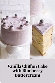 vanilla chiffon cake with blueberry buttercream