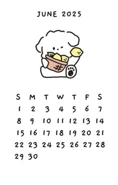 a calendar with a drawing of a dog holding a sandwich in it's lap