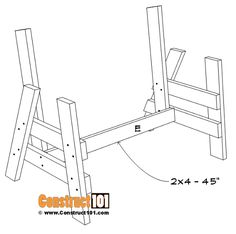 a drawing of a wooden bench with two ladders on the bottom and one at the top