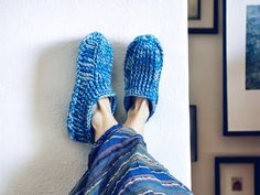 Denim Blue Slipper Socks / Crochet Slippers.  Limited edition slipper socks. Available in all sizes.  Perfect combination of comfort with modern twist.  Each pair differs slightly for one of the kind finish.  Acrylic yarn / machine washable.  Colours might be slightly different due to the specification of the yarn.  Free UK delivery. Different colours available. Denim Slippers, Socks Crochet, Blue Slippers, Handmade Slippers, Crochet Socks, Wool Slippers, Handmade Knit, Knitted Slippers, Slippers Cozy