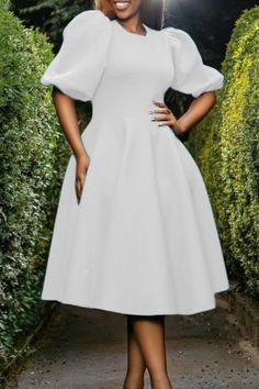 Line Dresses, A Line Dresses, Half Sleeve Dresses, Round Neck Dresses, Style Upgrade, Bodycon Midi, White Midi Dress, Midi Dress Bodycon, Waist Dress