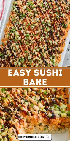 an easy sushi bake is shown with the title above it