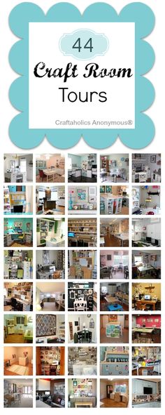 a collage of photos with the words craft room tours