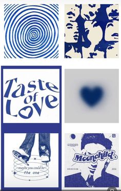 various posters with the words taste of love on them