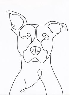 a black and white drawing of a dog's face