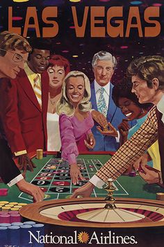 an advertisement for the national airlines casino featuring people playing rouleges in las vegas