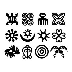 an image of different symbols in black and white