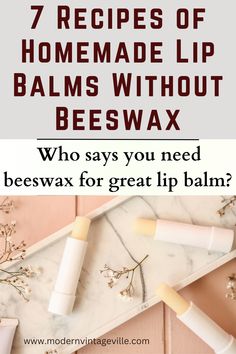 Finding a lip balm that works for dry, cracked lips is a challenge. 

Store-bought options are pricey and full of chemicals, and DIY recipes almost always call for beeswax. 

These 7 easy beeswax-free lip balm recipes are made with natural, safe ingredients to keep your lips soft and hydrated. 

Learn how to make them at home now! Tinted Lip Balm Recipe, Lip Balm Recipes, Homemade Lip Balm, Cracked Lips, Diy Recipes, Soft Lips, Lip Care