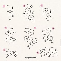 the instructions for how to draw flowers and hearts