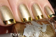 French Nails Glitter, Nails With Gold, Golden Nails, Gold Nail Polish, Gold Nail Art, Lace Nails, Gold Nail, Nails Polish