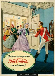 an old advertisement for macintois's or mistrises with a man and woman dancing