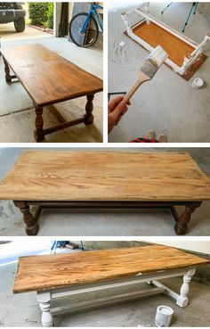 the process to make a coffee table out of pallets