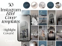 the instagramr cover templates are all different colors and sizes, including black and white