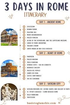 Rome in 3 days One Week Rome Itinerary, 5 Days In Rome Itinerary, What To Do In Rome In 3 Days, Places In Rome To Visit, Rome Itinerary Week, To Do In Rome Italy, Rome Italy Vacation, Milan To Rome Itinerary, Rome Italy What To Do