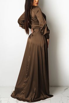 Envelop yourself in luxury with our In Love V-Neck Satin Maxi Wrap Dress. Its sleek, figure-flattering silhouette and soft, satin fabric will make you feel like a goddess. The deep V-neckline adds a touch of sensuality, making it the perfect choice for any special occasion. Elevate your wardrobe with this exclusive piece. Length Floor-Length Style Sexy & Club Fabric Type Satin , Blended fabrics Material Spandex , Polyester Neckline V-Neck Pattern Type Solid Silhouette Asymmetrical Sleeve Length V-neck Satin Maxi Dress, Satin Finish V-neck Maxi Dress, V-neck Satin Finish Maxi Dress, V-neck Modal Satin Dress For Night Out, Sleek V-neck Satin Dress For Date Night, Modal Satin V-neck Dress For Night Out, Fitted V-neck Satin Maxi Dress, Fitted Satin Maxi Dress With V-neck, Solid Satin Floor-length Maxi Dress