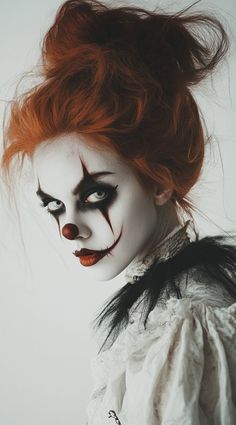 Clown Hairstyles, Creepy Clown Makeup, Clown Costume Women, Makeup Clown, Halloween Makeup Clown, Scary Clown Makeup, Halloween Circus