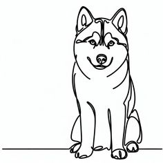 a drawing of a dog sitting on the ground with its eyes closed and tongue out