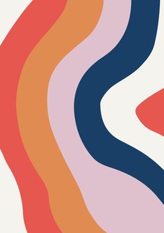 an abstract background with wavy lines in red, orange, blue and pink colors on a white background