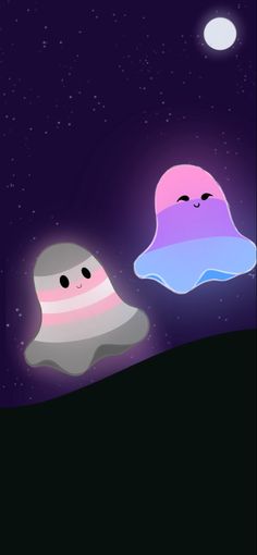 two jellyfishs floating in the air at night with stars and moon behind them