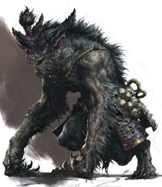 an image of a creature with horns and claws