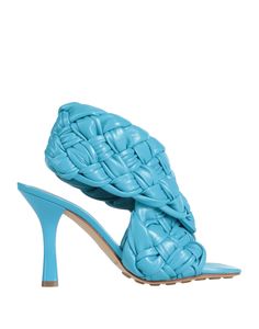 leather, no appliqués, solid color, leather backing, square toeline, spool heel, leather/rubber sole, contains non-textile parts of animal origin, large sized, sandals , Color: Azure , Size: 4 Blue Sandals Heels, Bottega Veneta Bags, Dream Shoes, Shoe Collection