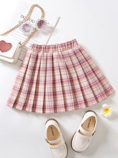 Young Girl Tartan Print Pleated Skirt Multicolor Casual   Fabric Tartan Pleated Non-Stretch Summer Young Girls Clothing, size features are:Bust: ,Length: ,Sleeve Length: Vampire Oc, Tv Clothes, Printed Pleated Skirt, Toddler Girl Outfits, Girls Clothing, Toddler Girls, Fashion Online Shop, Pleated Skirt, Skater Skirt