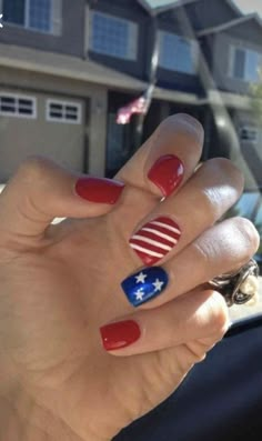 28 Fun Fourth of July Nails Inspo to Try🥰 Cruise Nails, Opi Gel Nails, Striped Nails