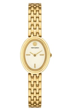 Tory Burch The Oval Bracelet Watch, 22mm x 28mm | Nordstrom Gold Jewelry Old Money, Womens Gold Jewelry, Cute Gold Watch, Gold Watches Women Aesthetic, Little Gold Watch, Bracelet And Watch Stacking, Dainty Gold Watch Women, Small Gold Watch Women, Minimal Watch Women