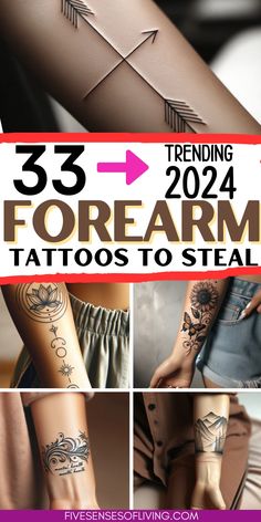 some tattoos are shown with the words trending for arm tattoos to steam up your body