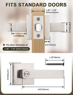 an image of the width of a door handle with measurements for it's standard doors