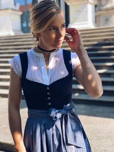 Blue Dirndl, Octoberfest Outfits Women, Scandinavian Dress, Outfit Modest