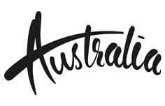 the word australia written in black ink