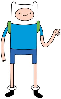 a cartoon character with a backpack on his back and arms out to the side,