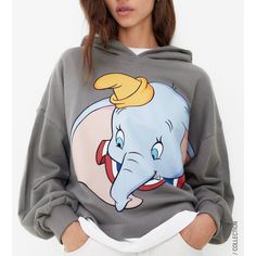 New With Tag Oversized Cropped Hoodie, Zara Disney, Dumbo Disney, Fur Sweatshirt, Disney Sweatshirt, Mustard Yellow Sweater, Grey Cropped Hoodie, Zara Sweatshirt, Disney Classics