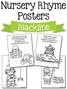 the nursery rhyme posters are black and white