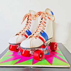 Vintage 60s 70s Red, White, & Blue Roller Derby Fireball Skates. Skates are in excellent condition. They seem like they have never been worn. There is a small scuff on the bottom and a bit of yellowing on the right toe. Red Urethane Wheels. Size 3 Insole: 8 3/8" Outsole: 9 1/2" Roller Derby Skates, Derby Skates, Vintage Skate, Roller Derby, Roller Skate, Roller Skates, Roller Skating, Vintage 60s, Shoes Trainers