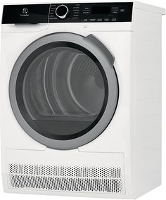 a white dryer with the door open