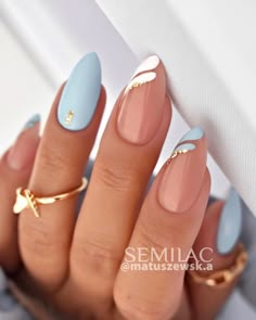 Light Blue Nails, Wow Nails, Classy Acrylic Nails, Oval Nails, Neutral Nails, Elegant Nails, Classy Nails, Pretty Acrylic Nails, Fancy Nails