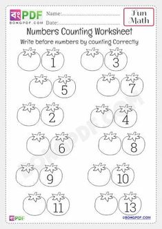 the numbers counting worksheet for children