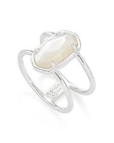 The Elyse Sterling Silver Ring in Ivory Mother-of-Pearl is your favorite wear-anywhere statement piece, made with elevated materials. Featuring our signature oval shape and an open design, this ring is quality-made ring is made to shine with you every day. Add the finishing touch to any look with our Elyse Sterling Silver Ring. Kendra Scott Store, Kendra Scott Ring, Double Band Ring, Double Band Rings, Silver Collection, Demi Fine Jewelry, Open Design, Pearl Size, Kendra Scott