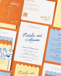 many different types of wedding cards are arranged on top of each other, including one with an animal