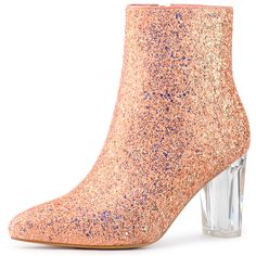 Shop Allegra K for pointed toe clear block heel glitter ankle boots you are looking for, get more women's chunky heel for yourelf. Order now! Free Returns! Glitter Ankle Boots, Dolce Vita Ankle Boots, High Block Heels, Can't Help Falling In Love, Clear Block Heels, Glitter Boots, Earth Shoes, Sparkly Heels, Black Suede Ankle Boots