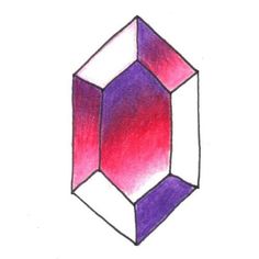 a drawing of a pink and purple cube