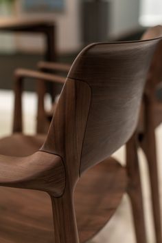 a close up view of a wooden chair