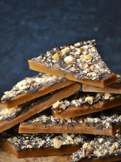 a pile of chocolate and nuts toffee