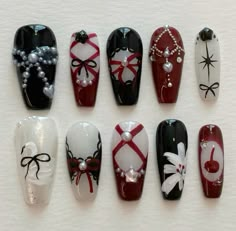 Corset Nails, Punk Nails, Unique Acrylic Nails, Ballerina Nails, Dark Nails