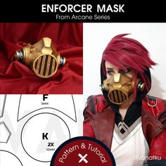 Jinx Mask, Vi Gauntlet, Arcane Series, Arcane Cosplay, Cosplay Patterns, Vi Cosplay, League Of Legends Cosplay, Arcane Vi, Cosplay League Of Legends