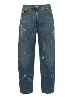 Helmut Lang Painted Wide-leg Jeans Painter Jeans, Denim Paint, Helmut Lang Jeans, Helmet Lang, Yoko London, Painted Denim, City Dress, Iconic Bags, Summer Beach Wear