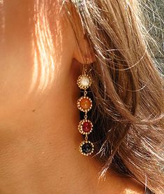 4-Drop Sunburst Earrings Mother of Pearl, Red Aventurine, Red Jade, Red Tiger's Eye E2042 - Sunburst Earrings 00s Mode, Diy Schmuck, Jewelry Inspo, Pretty Jewellery, Ear Jewelry, Piercing Jewelry, Bling Bling, Cute Jewelry, 90s Fashion